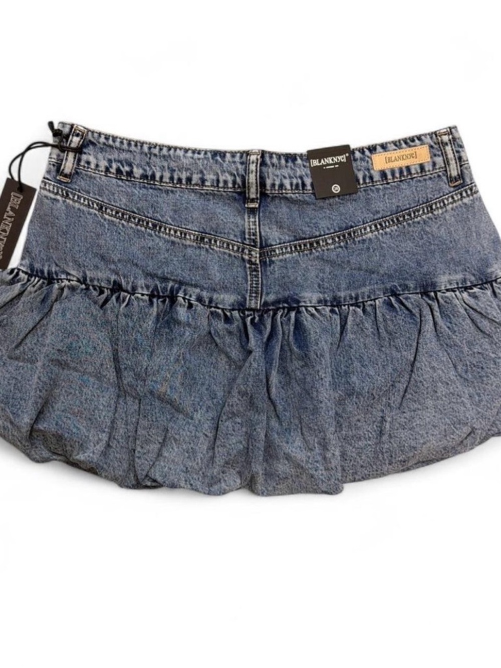 BlankNYC Denim Bubble Hem Mini Skirt - Size 28 - Picture 6 of 6